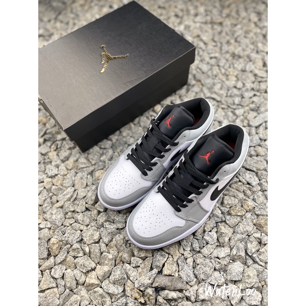 Giày Thể Thao Nam Giày Sneaker Nam Air Jordan 1 Low Light Smoke Grey Xám Trắng Cổ Thấp Waterloo Shop