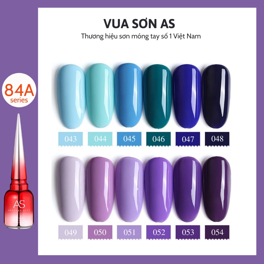 Sơn gel AS móng tay tone xanh lá cây da trời cô ban và tím các mã chai đỏ 15ml (84A)