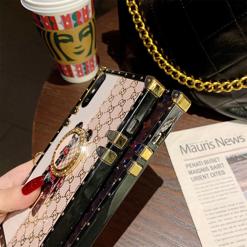 Ốp Điện Thoại Vuông Có Giá Đỡ Hình Gấu Cho Redmi 9 9A 9C 9T 10 note 8 Pro 9S Pro 10S Pro 11 Pro POCO X3 / X3FC X2 C3 M3