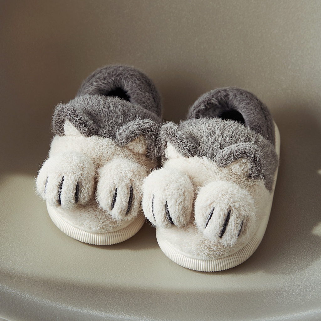 Dép bông Cheerful Mario giữ ấm mang ở nhà hình móng mèo dễ thương thời trang mùa đông cho trẻ