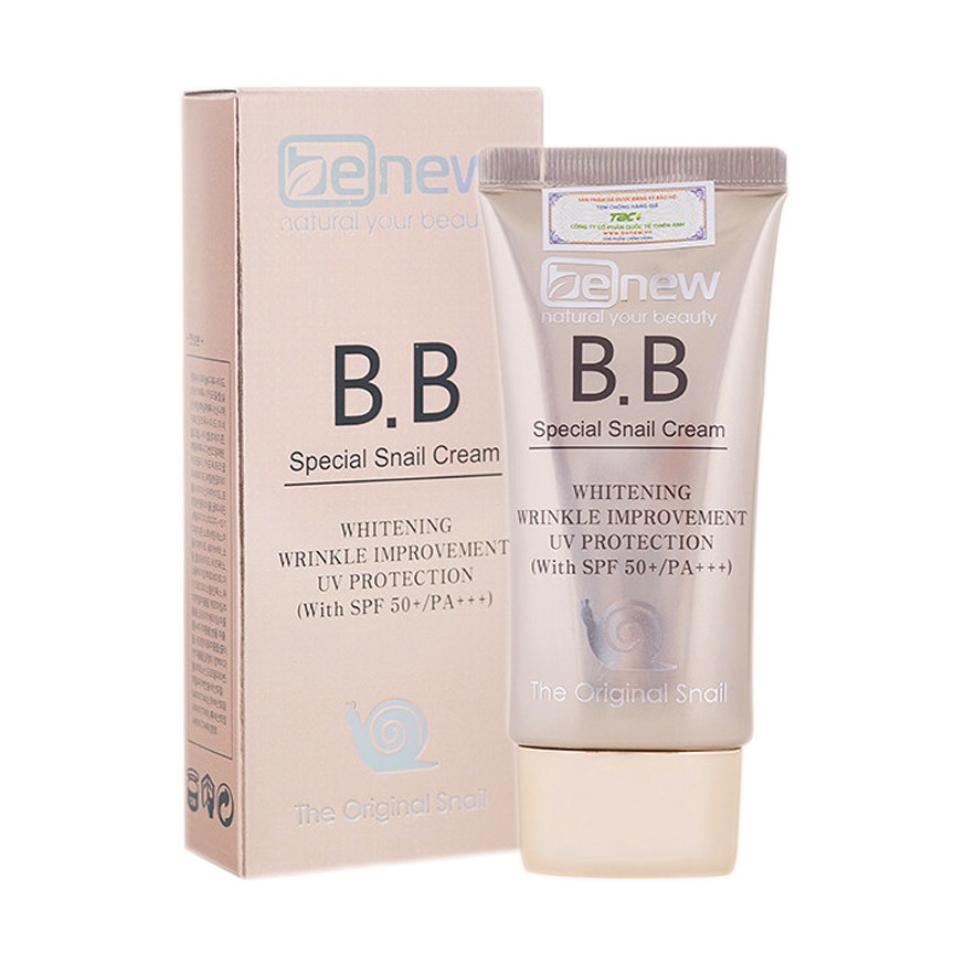 Kem Nền ốc sên BB Benew Snail Cream Chống Nhăn Và Che Khuyết điểm Spf50+ Pa+++ Hàn Quốc 50ml