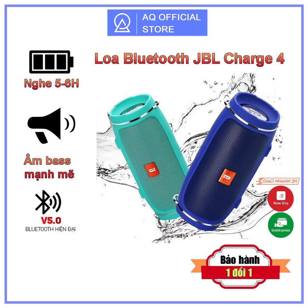 [BH 3 THÁNG] Loa Bluetooth JBL charge 4+ mini vỏ nhôm Bass mạnh, âm thanh trong công suất 20W Pin trâu 4h có dây đeo