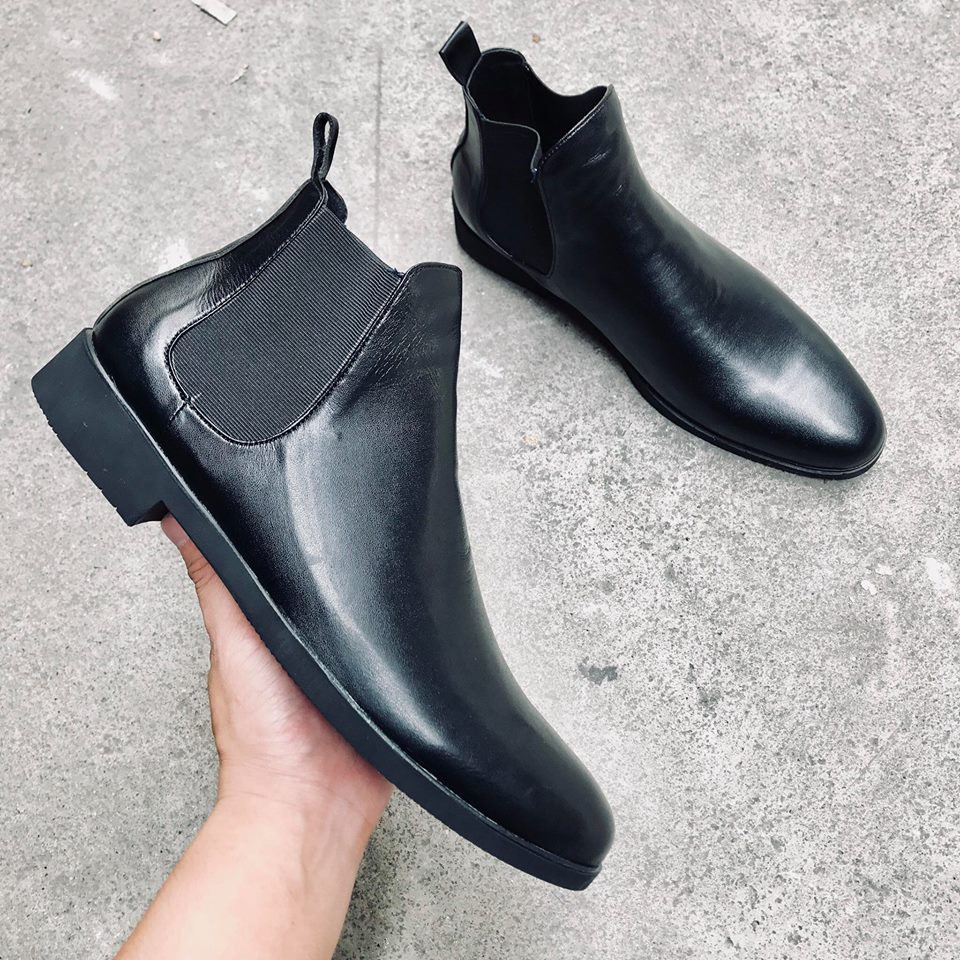 GIÀY CHELSEA BOOT DA ĐẾ CAO CẤP - TẶNG TĂNG CHIỀU CAO 5CM - MÀU ĐEN