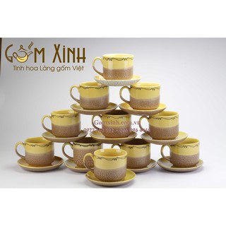 Cốc sứ Bát Tràng_Tách sứ men rạn kèm đĩa (60.000đ/1 cái)