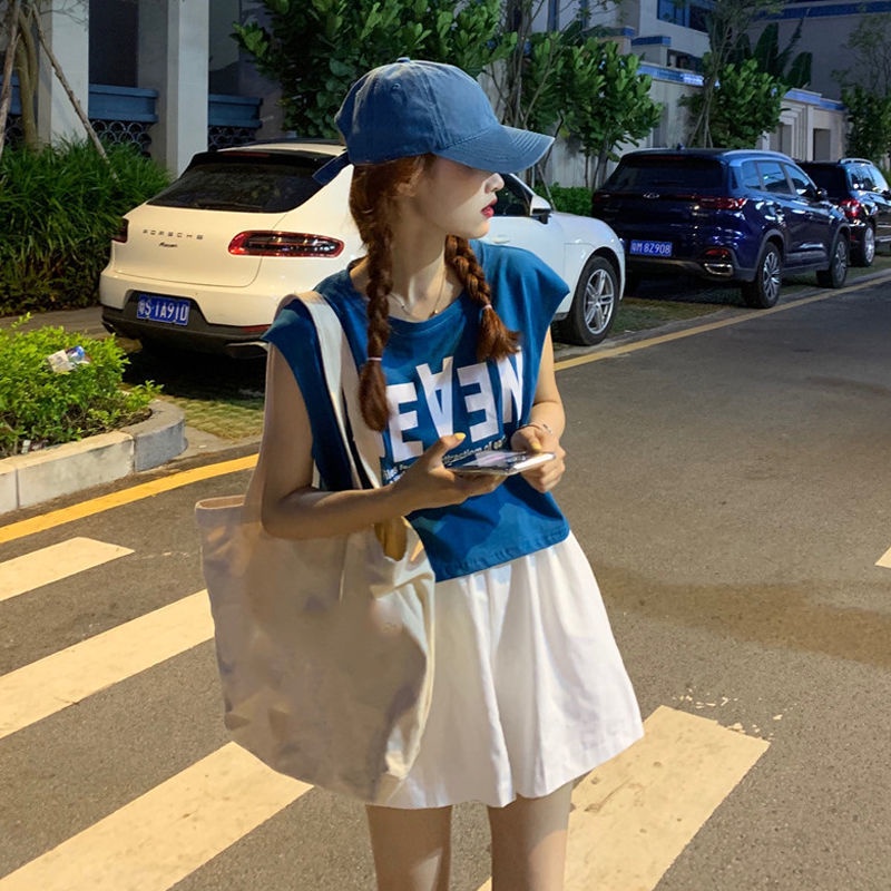 Áo Thun Không Tay Dáng Rộng Thiết Kế Mới Thời Trang Theo Phong Cách Hàn Quốc Cho Nữ