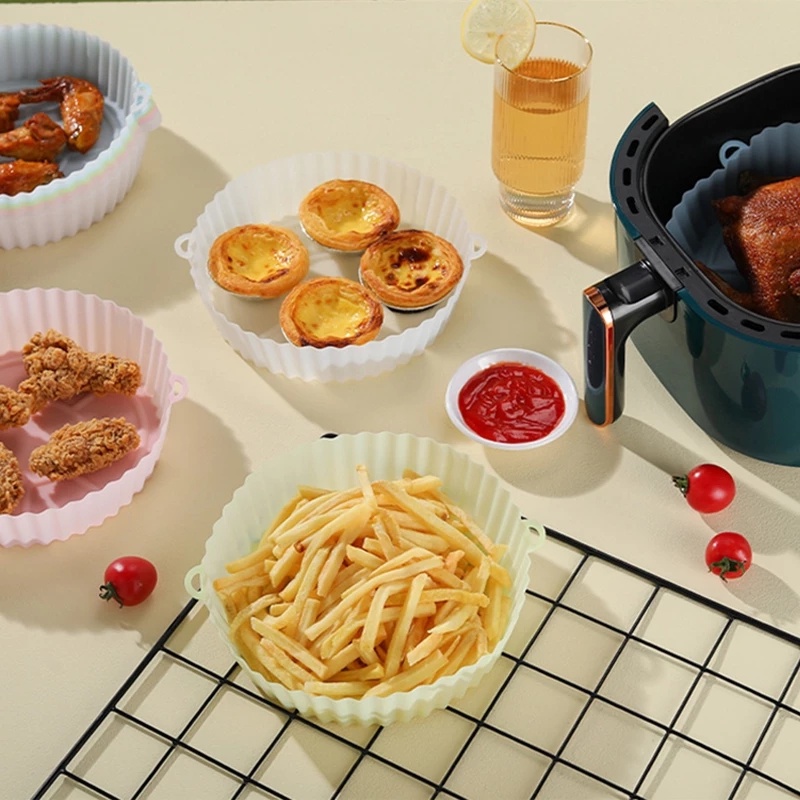 Chảo Nướng Bánh Pizza / Gà Hình Tròn Bằng Silicone Cấp Thực Phẩm Có Tay Cầm / Dụng Cụ Nấu Ăn