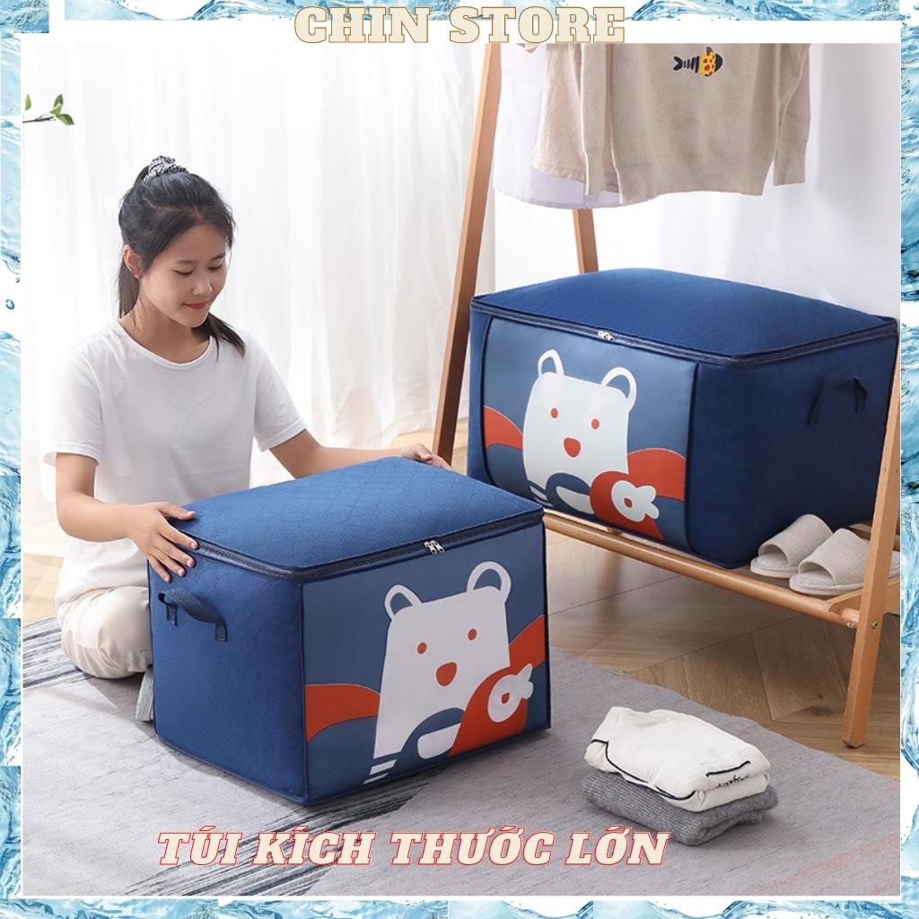 Túi đựng quần áo, túi vải đựng chăn mền, đựng đồ chống thấm , chống ẩm siêu lớn gấp gọn 100L