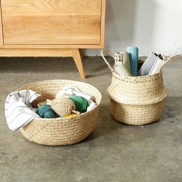 Giỏ Cói trồng cây, đựng quần áo/decor tự nhiên