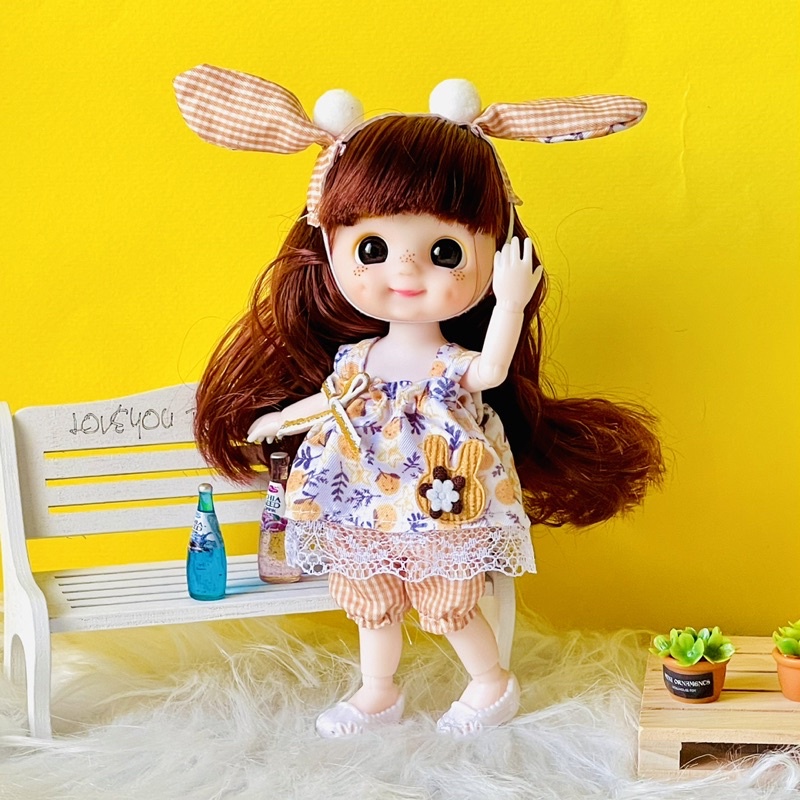 Búp bê BJD 17cm khuôn mặt dễ thương kèm hộp gói quà tặng sinh nhật đồ chơi cho bé gái