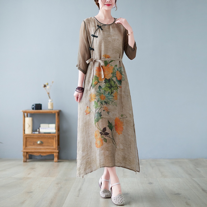 ☻ L O T U S ☻ Plus Đầm In Hoa Cổ Điển CAL1828