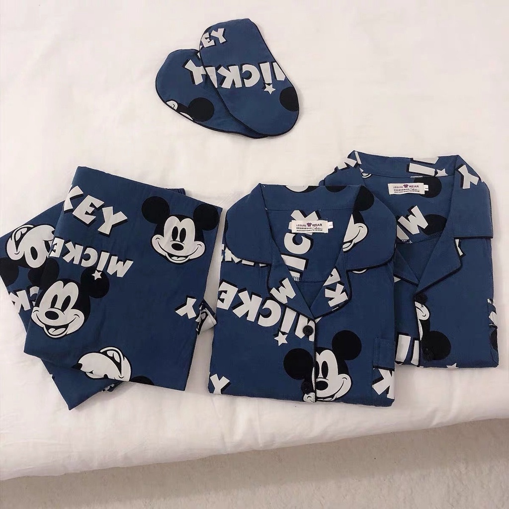 Bộ đồ ngủ tay dài in họa tiết hoạt hình Mickey thời trang xuân thu cho nữ