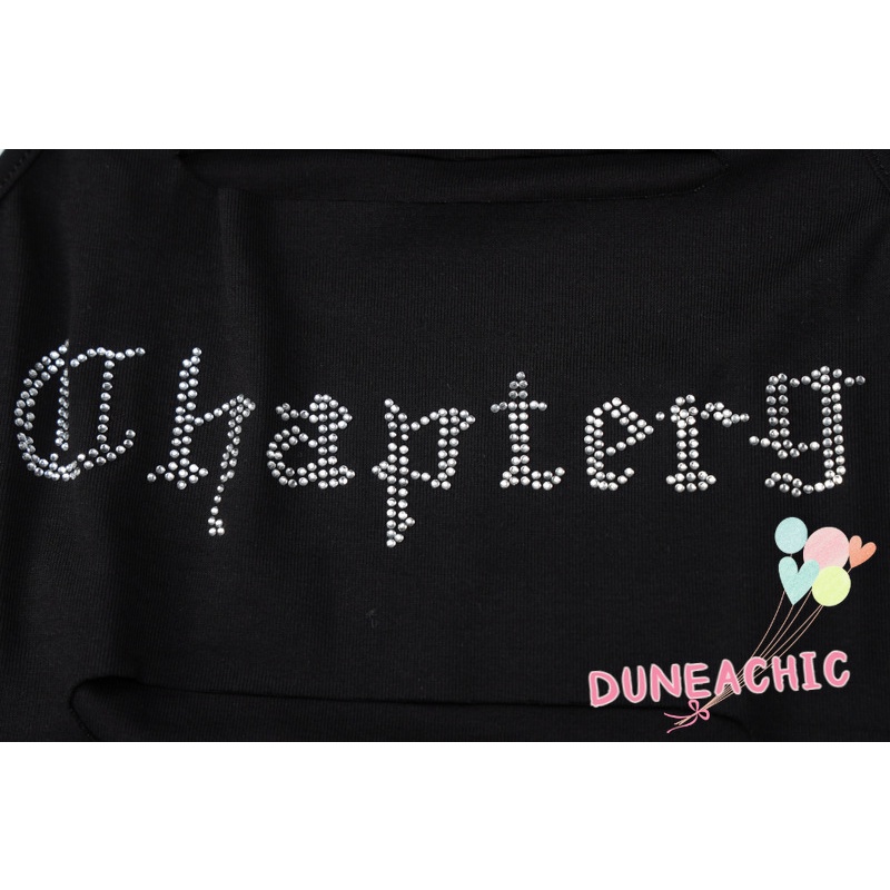 DUNEA Áo tanktop cổ tròn đính đá lấp lánh xinh xắn thời trang cho nữ