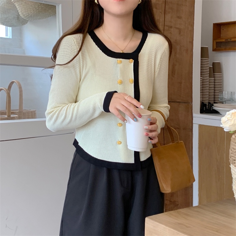 Áo cardigan dệt kim ZHELIHANGFEI tay dài lưng cao dễ phối đồ phong cách thời trang