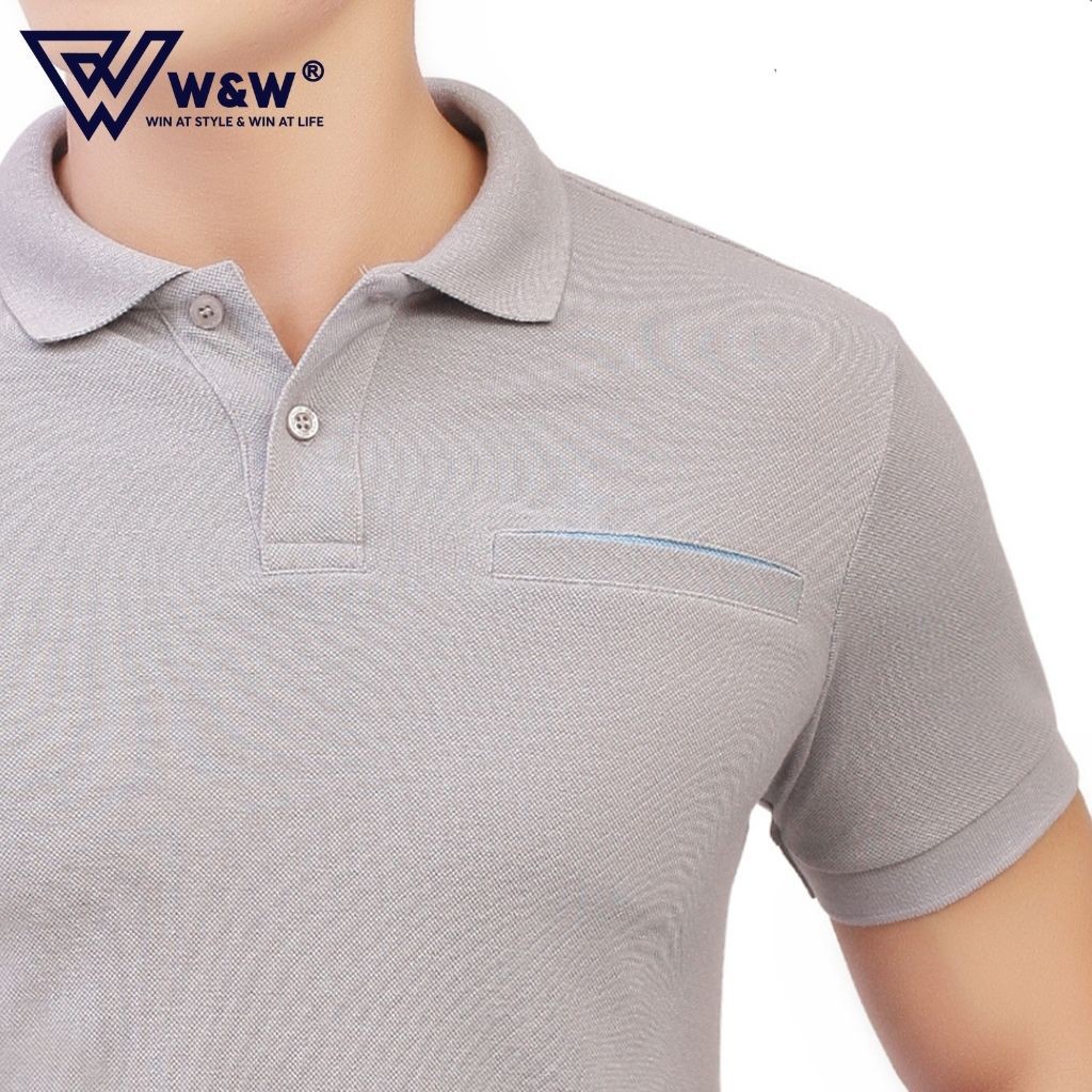 Áo Thun Polo Nam W&W Dáng Slim Fit- Cổ Áo Không Chân Ngắn Tay Màu Trơn Chất Liệu Thoáng Mát, Thấm Hút Tốt POLO10