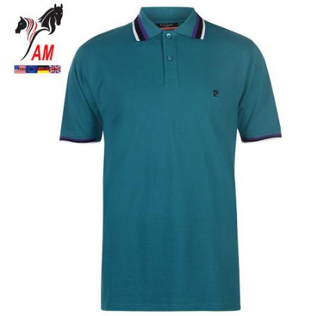 [100% cotton] Áo Thun Pierre Cardin Plain Polo Shirt Mens Cao Cấp ( Blue - Size EU - Xách tay UK)