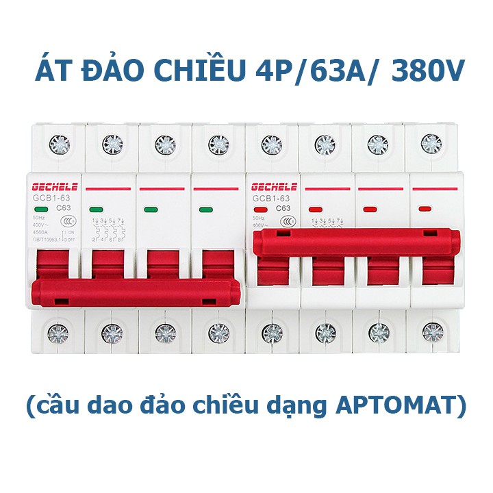 Cầu dao đảo chiều dạng aptomat 3 pha 63A/380V GECHELE - aptomat đảo chiều