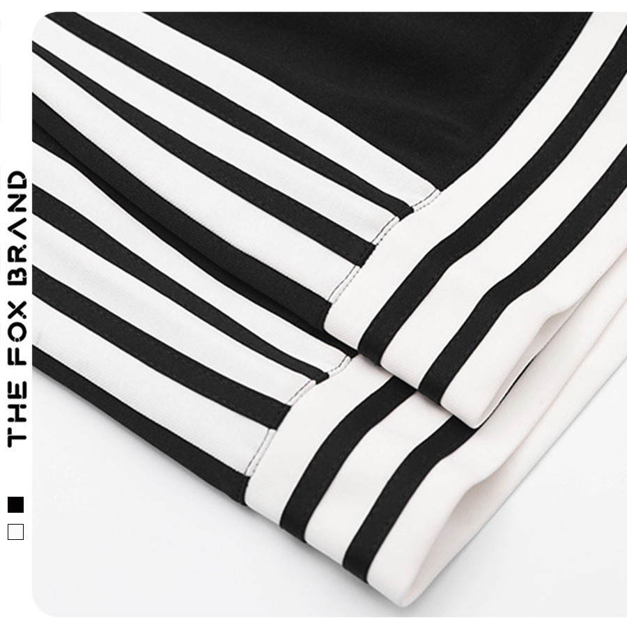 Quần Short thể thao nam nữ Unisex Form rộng phong cách Ulzzang THE FOX phối sọc