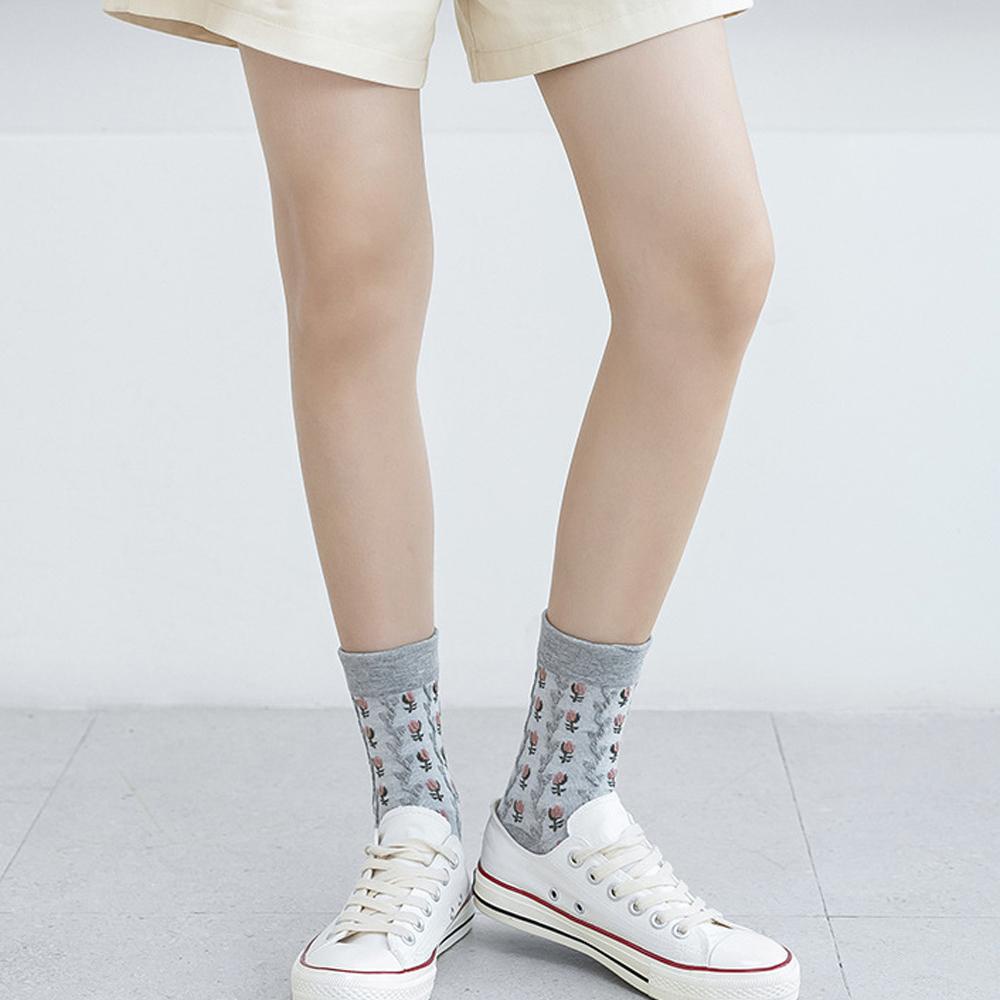 Vớ Cotton Dệt Kim Cổ Cao Họa Tiết Dễ Thương Phong Cách Harajuku Nhật Bản