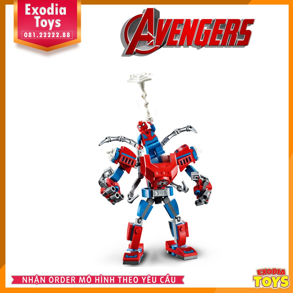 Xếp hình Marvel Avenger Chiến Giáp Người Nhện : Spider-Man Mech - BELA 11496 Lego Ideas 76146