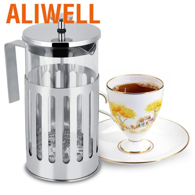 Aliwell Coffee Pots Stainless Steel High-temperature Resistant Glass Maker French Press Filter Pot Househo