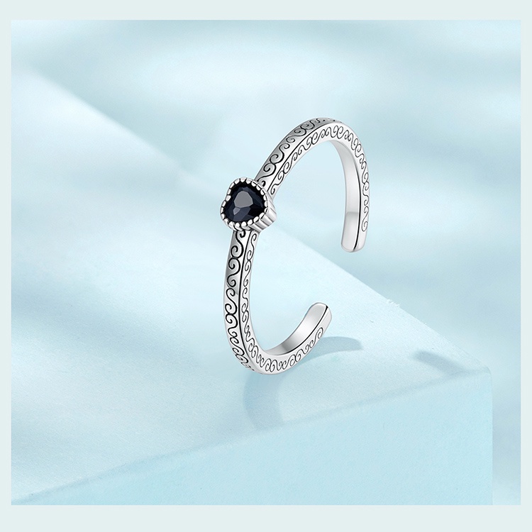 Bộ trang sức BAMOER bạc 925 đính đá zircon đen phong cách cổ điển thời trang dành cho nữ