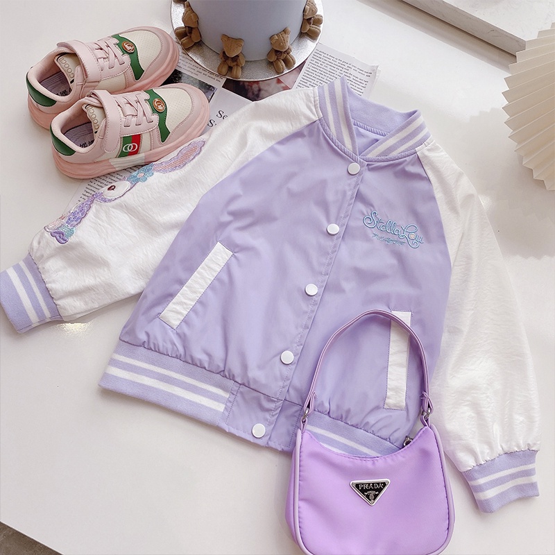 Áo Khoác Bóng Chày Hình Thỏ Hoạt Hình Xinh Xắn Cho Bé Gái