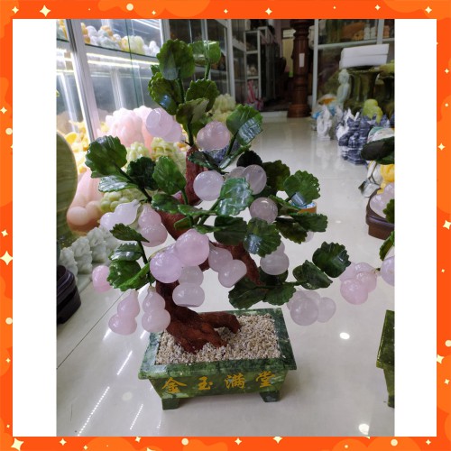 Mẫu chuẩn hồ lô cây phong thuỷ nguyên khối thu hút tài vượng, màu hông,18 quả,cao 45 phân, thích hợp làm quà tặng