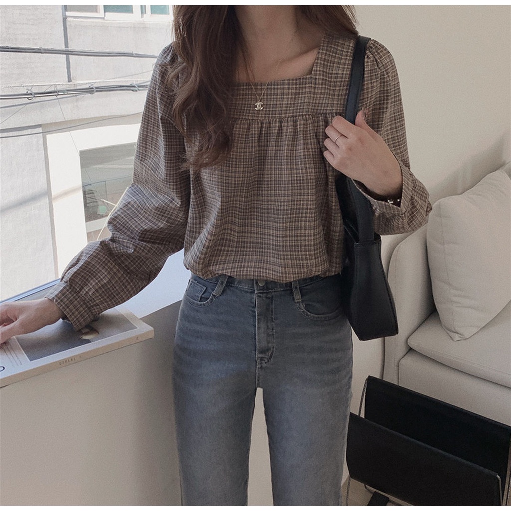 Áo nữ cổ vuông dài tay ngọt ngào xinh xắn cho nữ 38276