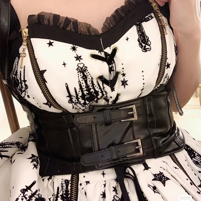 [ CÓ SẴN/ FULL SIZE] Áo CORSET có dây đeo vai, nịt bụng da màu đen thời trang dành cho nữ