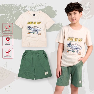 Đồ Bộ Cho Bé Trai Size Đại In Họa Tiết Khủng Long Skate, Set Đồ Bộ Cotton Cho bé Từ 3 Đến 11 Tuổi 30kg