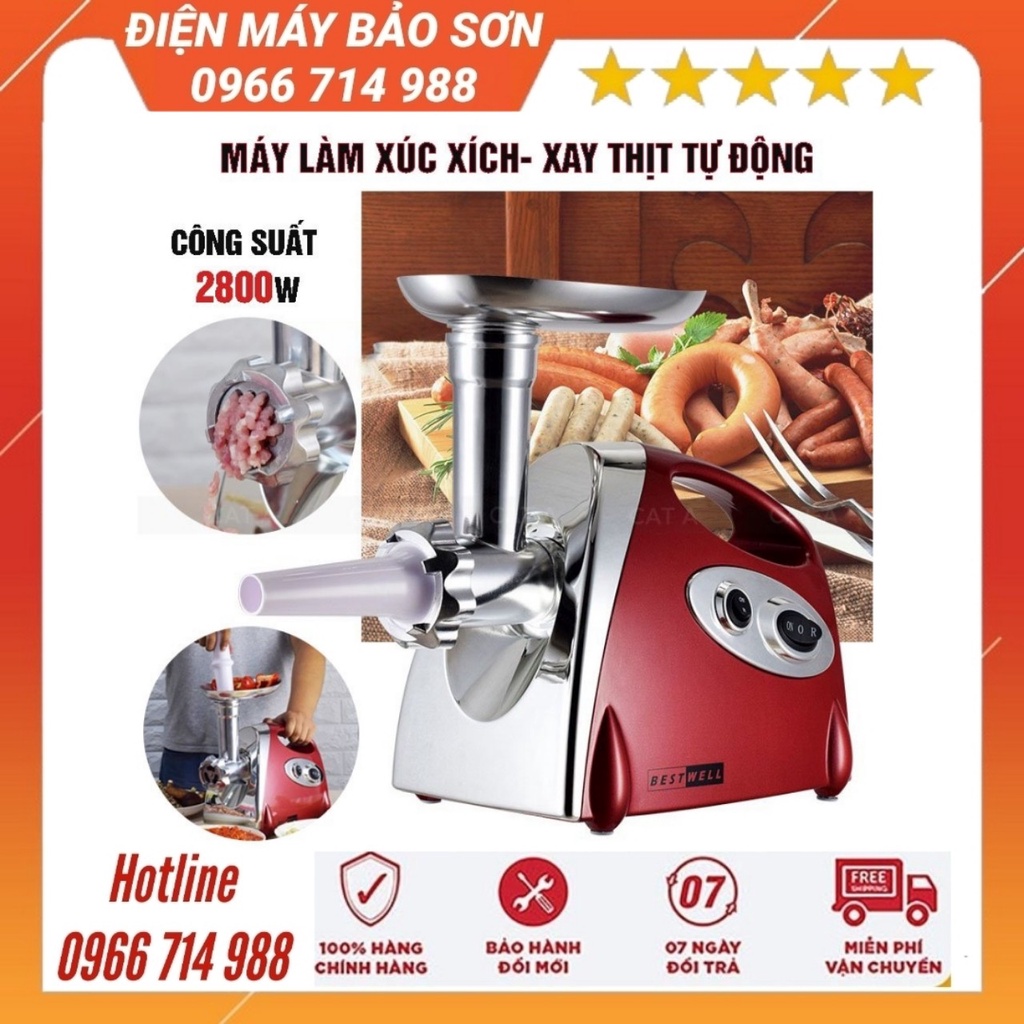 Máy làm xúc xích BESTWARE 2800W Máy xay thịt tự động đa chức năng, có thể cắt thái rau củ quả- Dễ dàng tháo rời