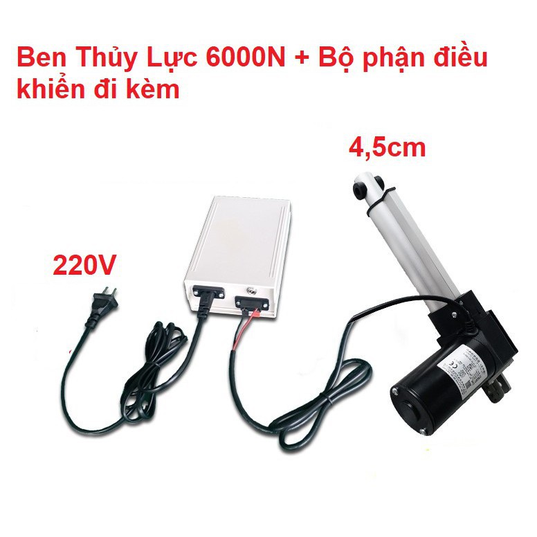 Ben thủy lực 6000N + bộ điều khiển đi kèm - Xy lanh điện nâng 6000N , Motor xi lanh điện hành