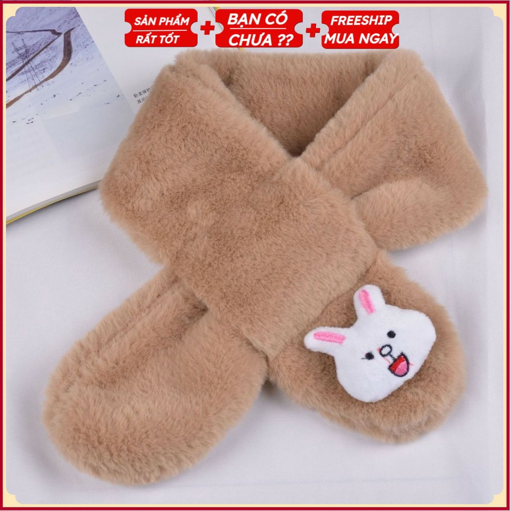 PVN24409 Khăn Quàng Cổ Lông Thỏ Gắn Họa Tiết Hình Thỏ Xinh Xắn Cho Bé Gái 1-12 Tuổi T2