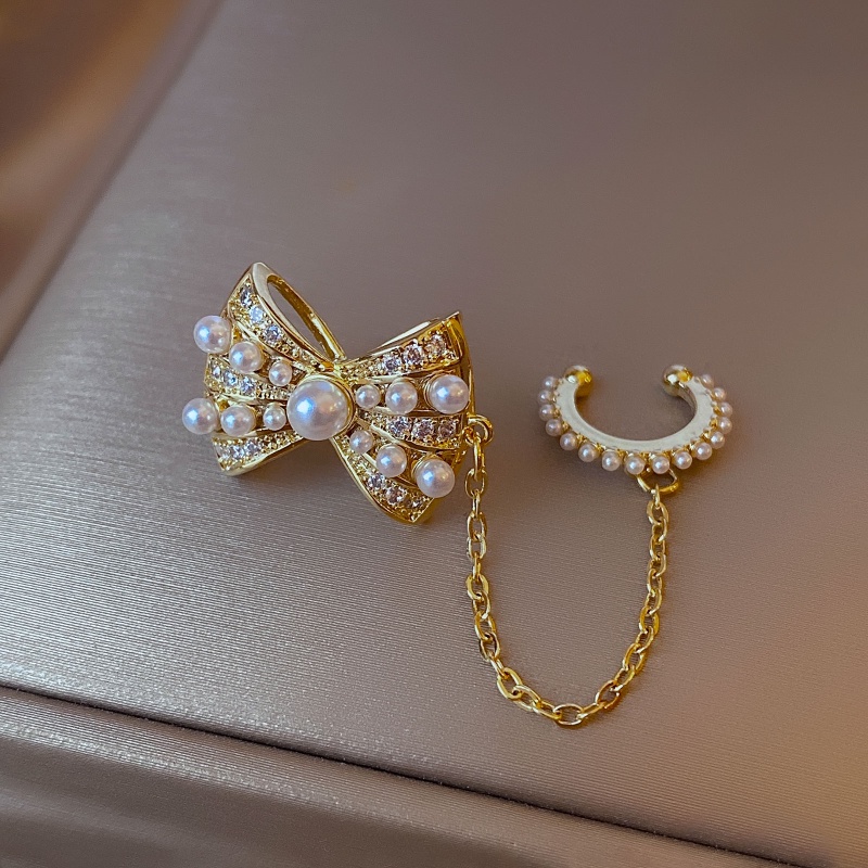 Bông Tai Hình Chữ C Đính Đá Ngọc Trai Thời Trang Hàn Quốc Cho Nữ