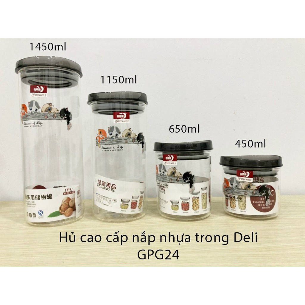 Hủ thủy tinh cao cấp nắp nhựa trong GPG25