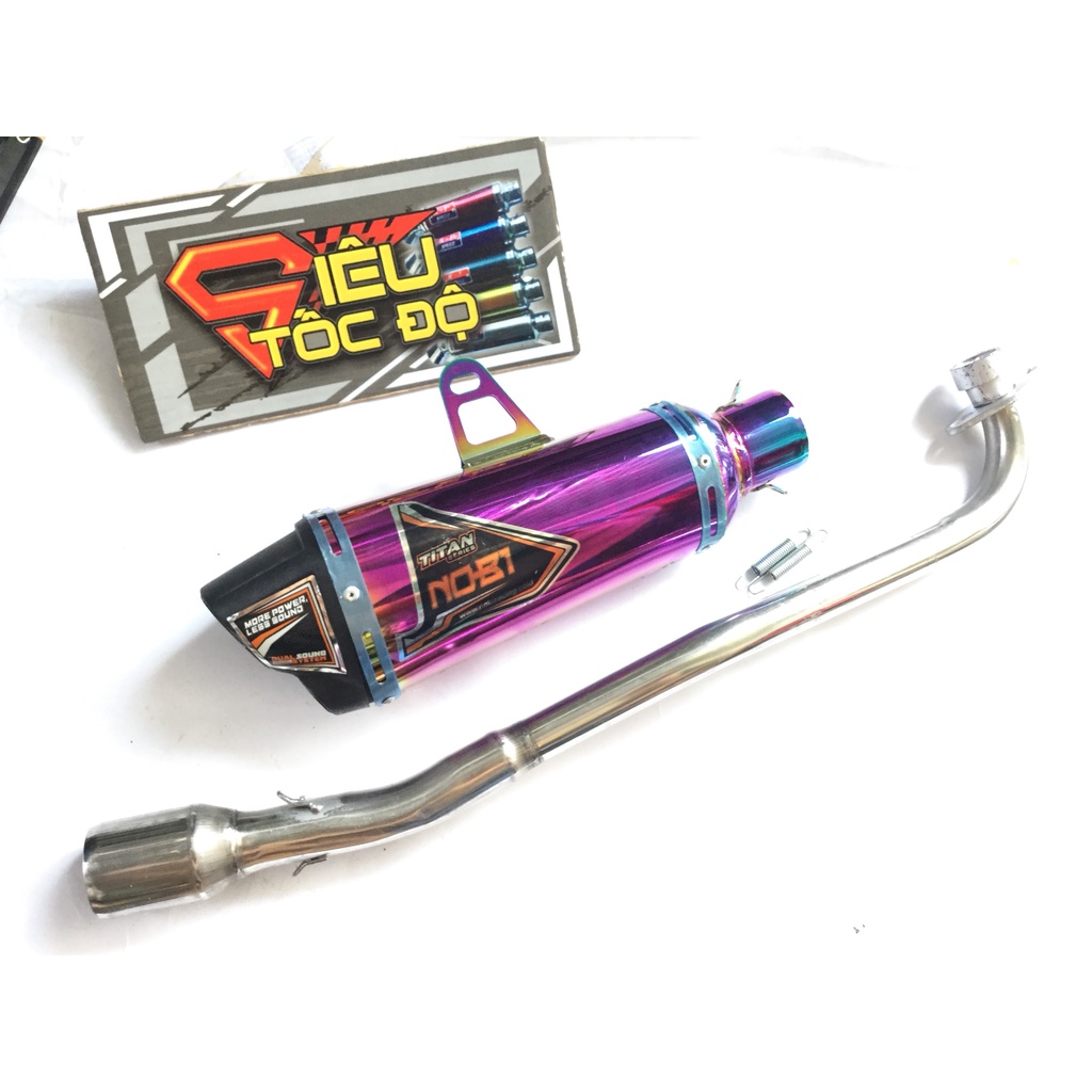Bộ pô NOBI 7 màu FULL CỔ INOX THẲNG WAVE, SI, CUP, DREAM, EXCITER, WINER, SONIC, RAIDER FI, SATRIA, GSX