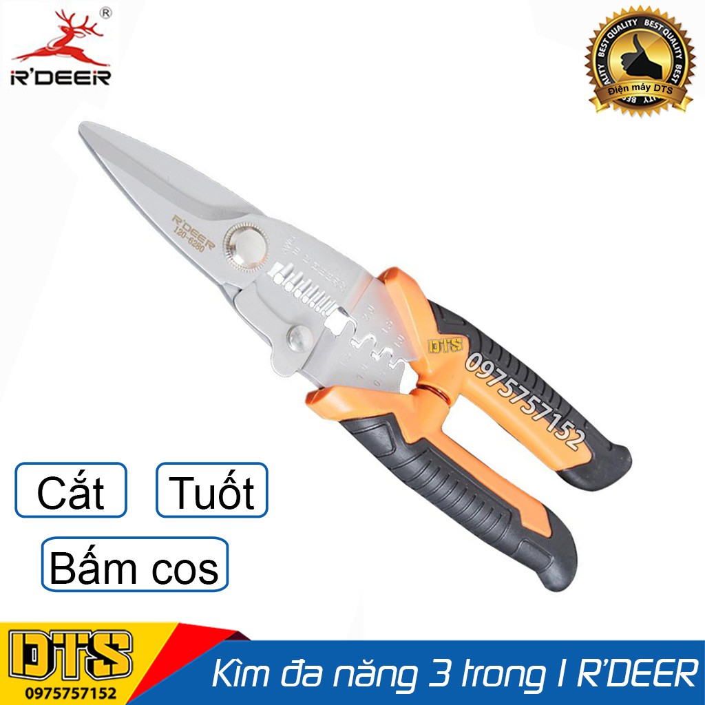 Kìm đa năng cao cấp 3 trong 1 R'DEER 120-6280 8inch/200mm (Cắt cáp-Tuốt dây-Bấm cos)