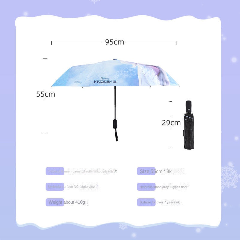 ♛Dù Gấp Tự Động Chống Nắng In Hình Công Chúa Elsa Cho Bé Gái Tiểu Học
