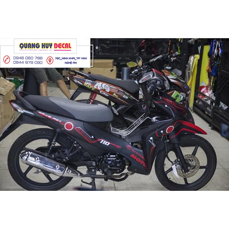 Tem trùm wave rsx đen chỉ đỏ motul - Độ dán team trùm decal xe máy wave rsx đen chỉ đỏ motul - Team trùm decal xe máy wa