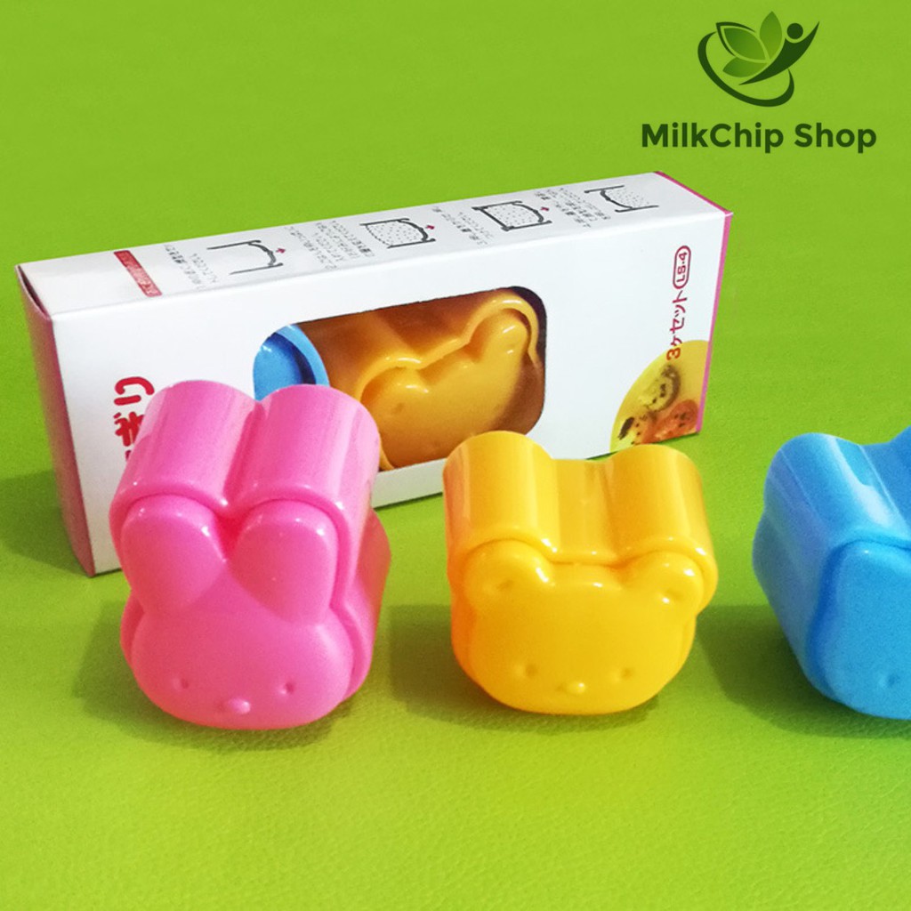 Khuôn cơm bento ép cơm tạo hình thỏ gấu mèo kitty đáng yêu cho bé ăn ngon miệng (bộ 3 khuôn) AA10