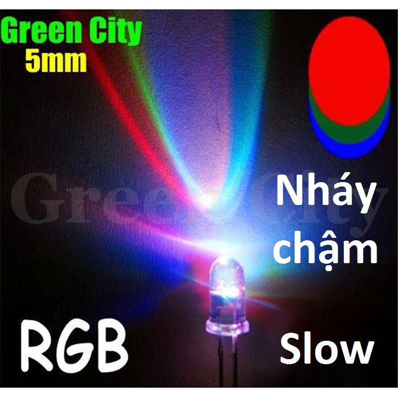 [25 CON] Led 5mm trong 7 MÀU RGB 2 chân (Nháy chậm)