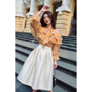 Chân váy taffeta xoè cạp cao -HBZ334
