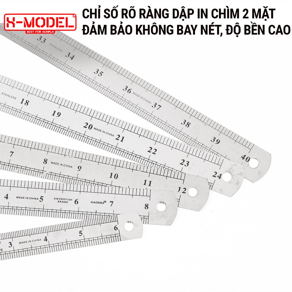 Dụng cụ làm mô hình gundam Thước lá thép không rỉ kim loại, độ chính xác cao, dụng cụ đo lường nhỏ gọn XM31 X- MODEL