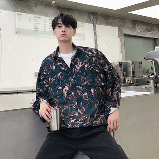 Áo Sơ Mi Tay Dài Dáng Rộng In Họa Tiết Kiểu Retro Hàn Quốc Thời Trang Xuân Hè Cho Nam