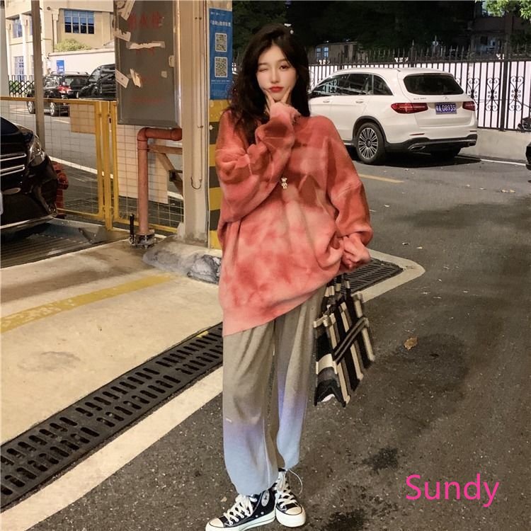 Áo Sweater Tay Dài Nhuộm Màu Thời Trang Thu Đông Cho Nữ Có Size Lớn