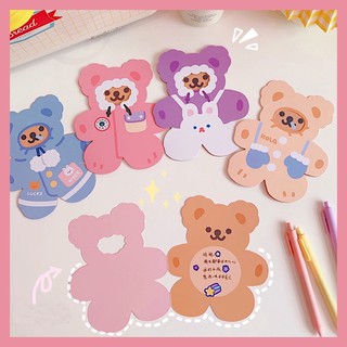 Thiệp Gấp Ghi Lời Chúc Hình Gấu Cute Hoodie Bear