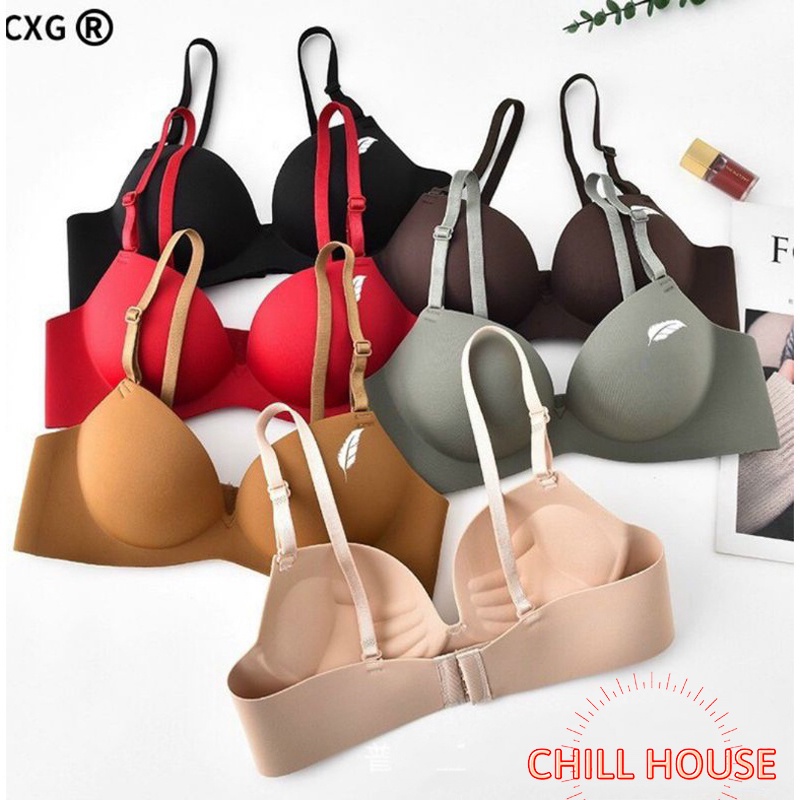 Áo lót nữ - áo lót su hình chiếc lá Quảng Châu A01 viền thẳng cao cấp đệm bàn tay không gọng CHILL HOUSE