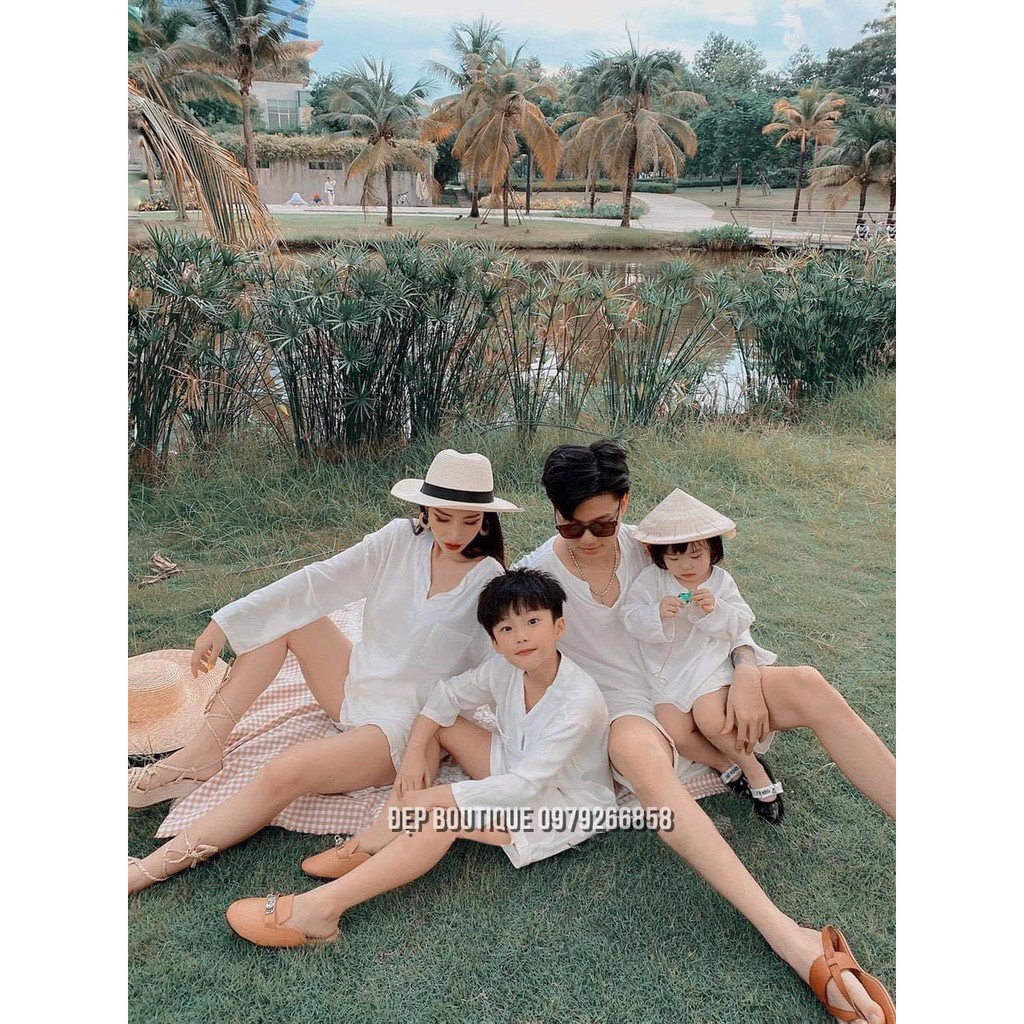 ✿Set gia đình cả bộ trắng gồm áo và quần, InBox nếu băn khoăn chọn size Khách yêu nhé