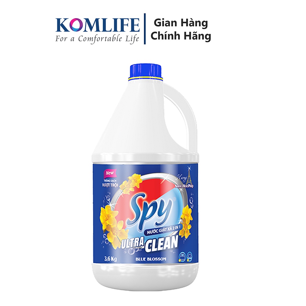 Nước giặt xả SPY Ultra Clean màu Xanh Dương 3,6 kg hương nước hoa Pháp