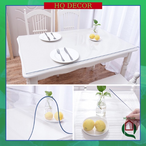 Khăn Trải Bàn Thủy Tinh PVC Trong Suốt chống Nước chống Bán Bẩn chống Cháy dễ dàng vệ sinh phù hợp với Bàn Ăn - Bàn Cafe